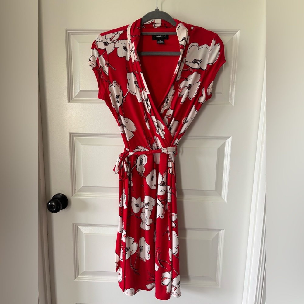 Liz Claiborne Red and White Floral Dress